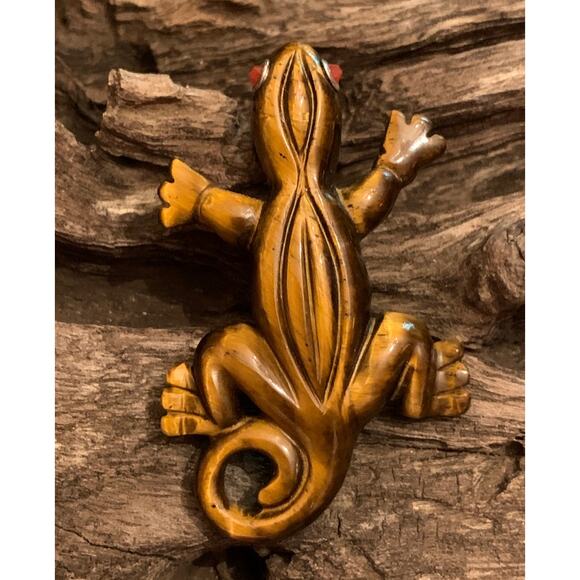 Whitney Kelly Tigers Eye Lizard Pendant - Picture 3 of 5